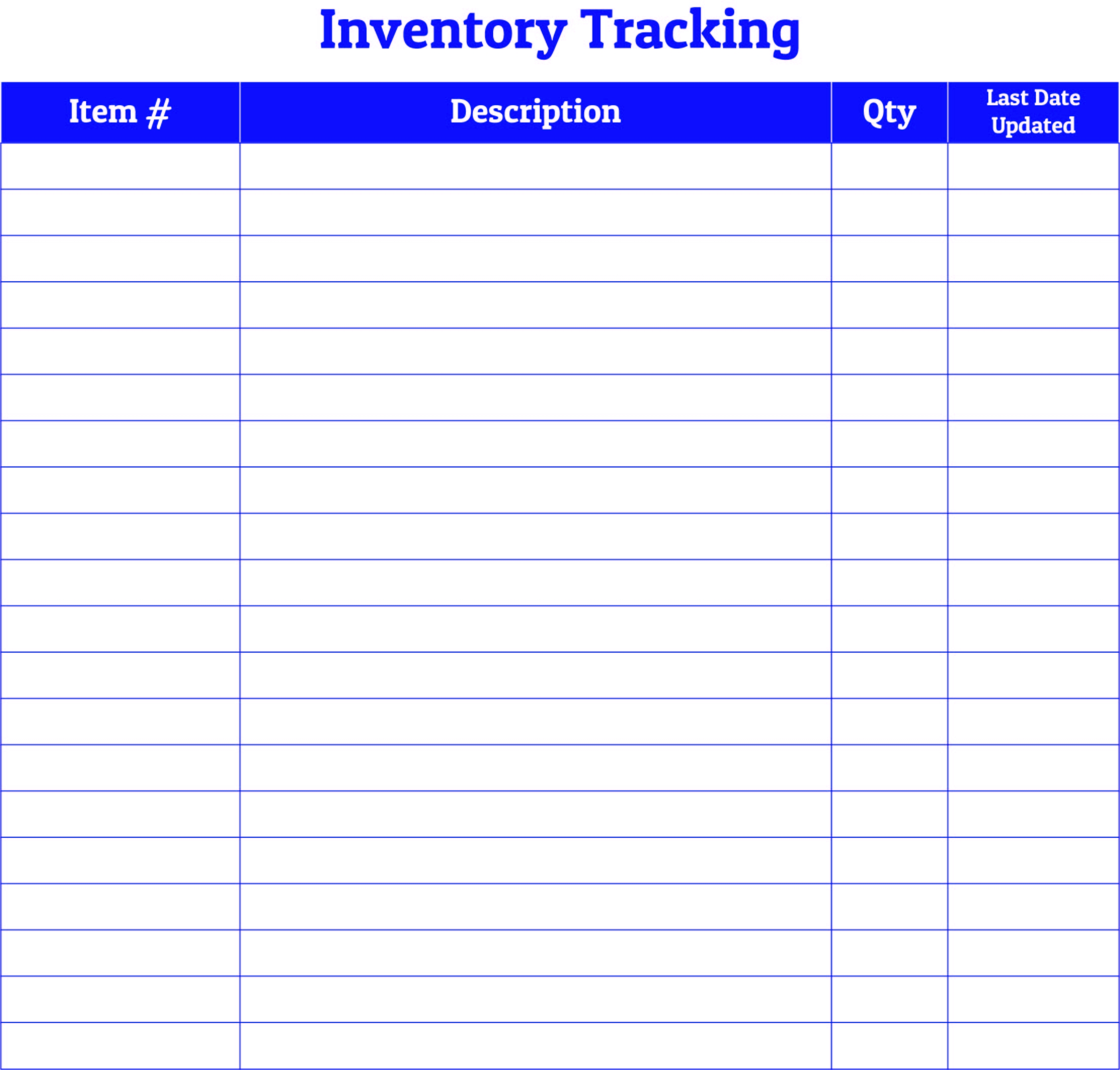Printable Inventory Sheets