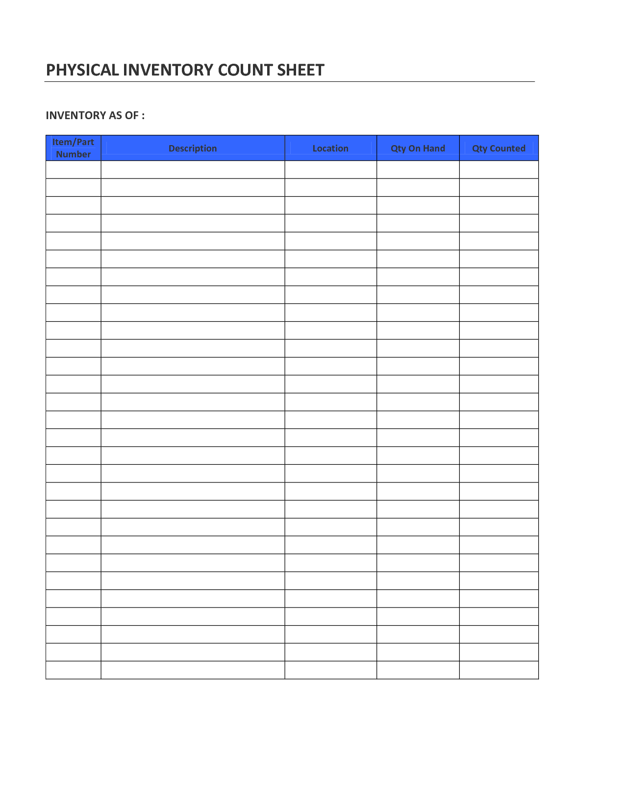 Free Printable Inventory Template