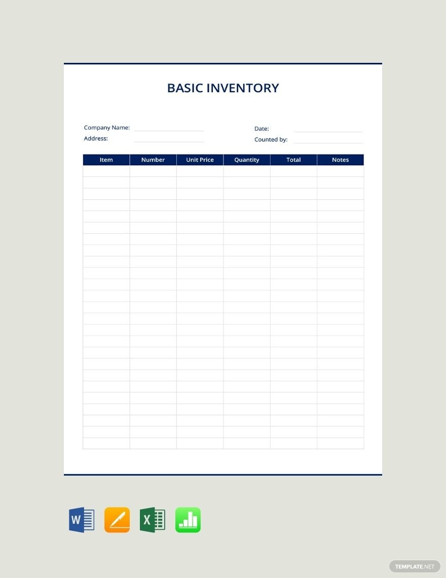 Printable Inventory Templates Documents Design Free Download 