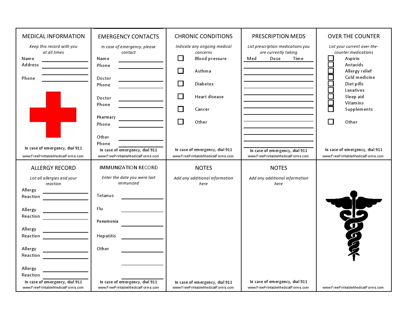 Printable Medical Card