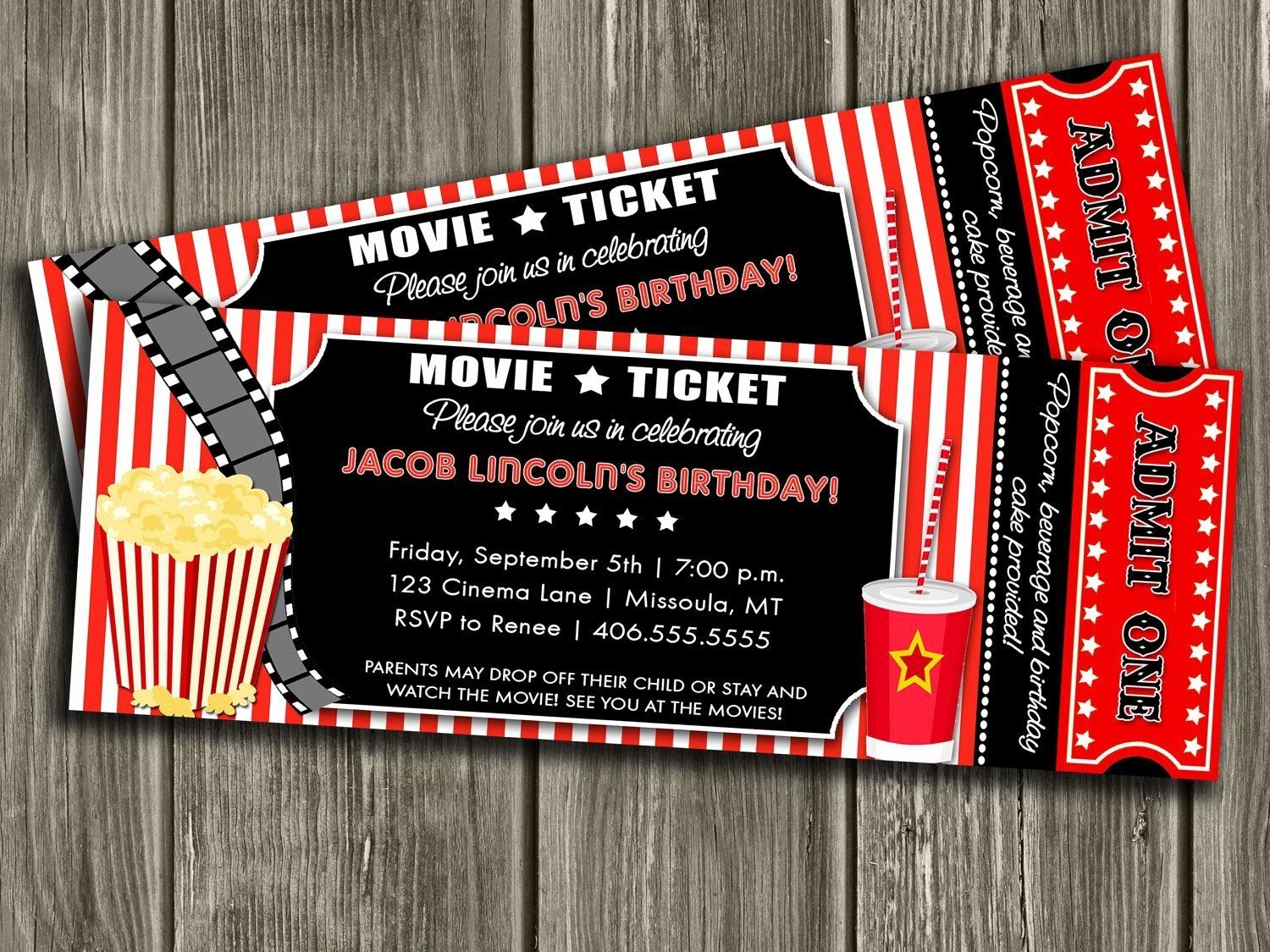 Printable Movie Ticket Invitations