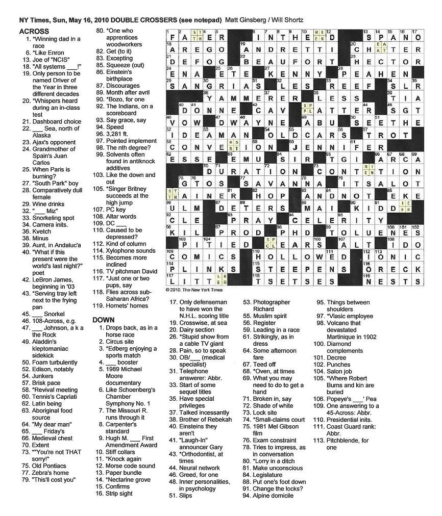 Free Printable New York Times Sunday Crossword Puzzles