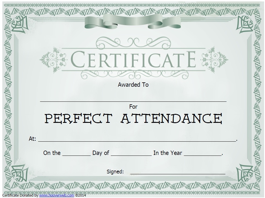 Printable Perfect Attendance Certificate
