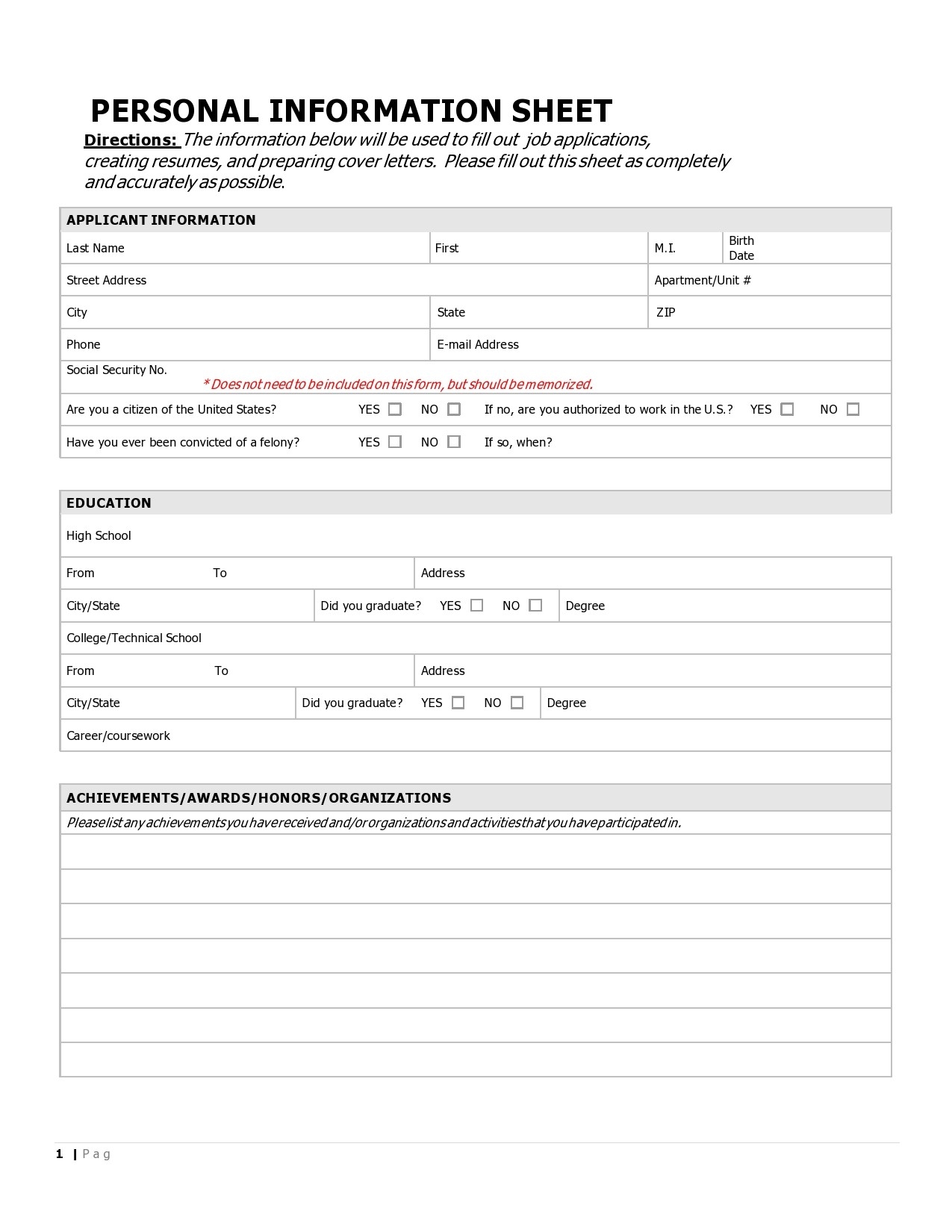 Printable Personal Information Sign Up Sheet Form Pri Vrogue co