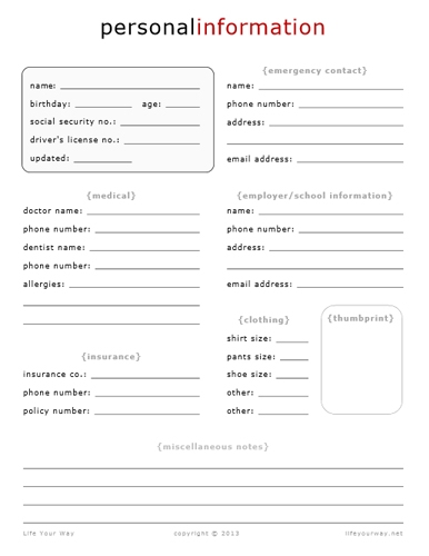 Printable Personal Information Sign Up Sheet Form Printable Forms 