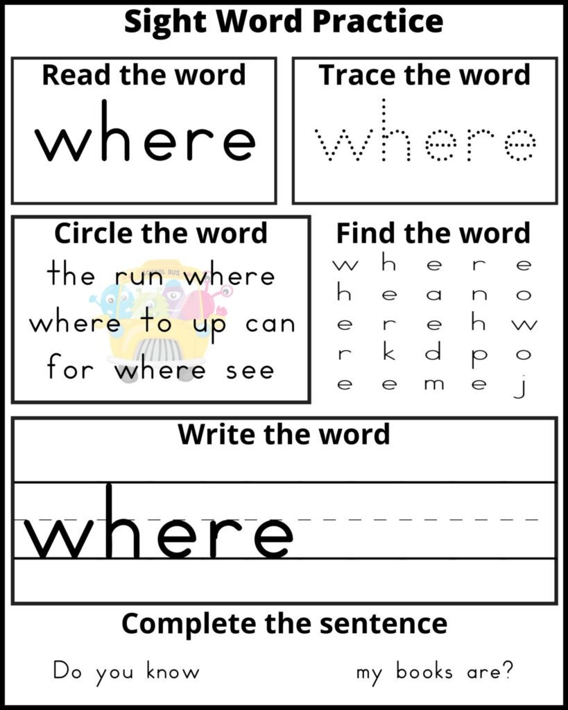 Printable Pre K Sight Words