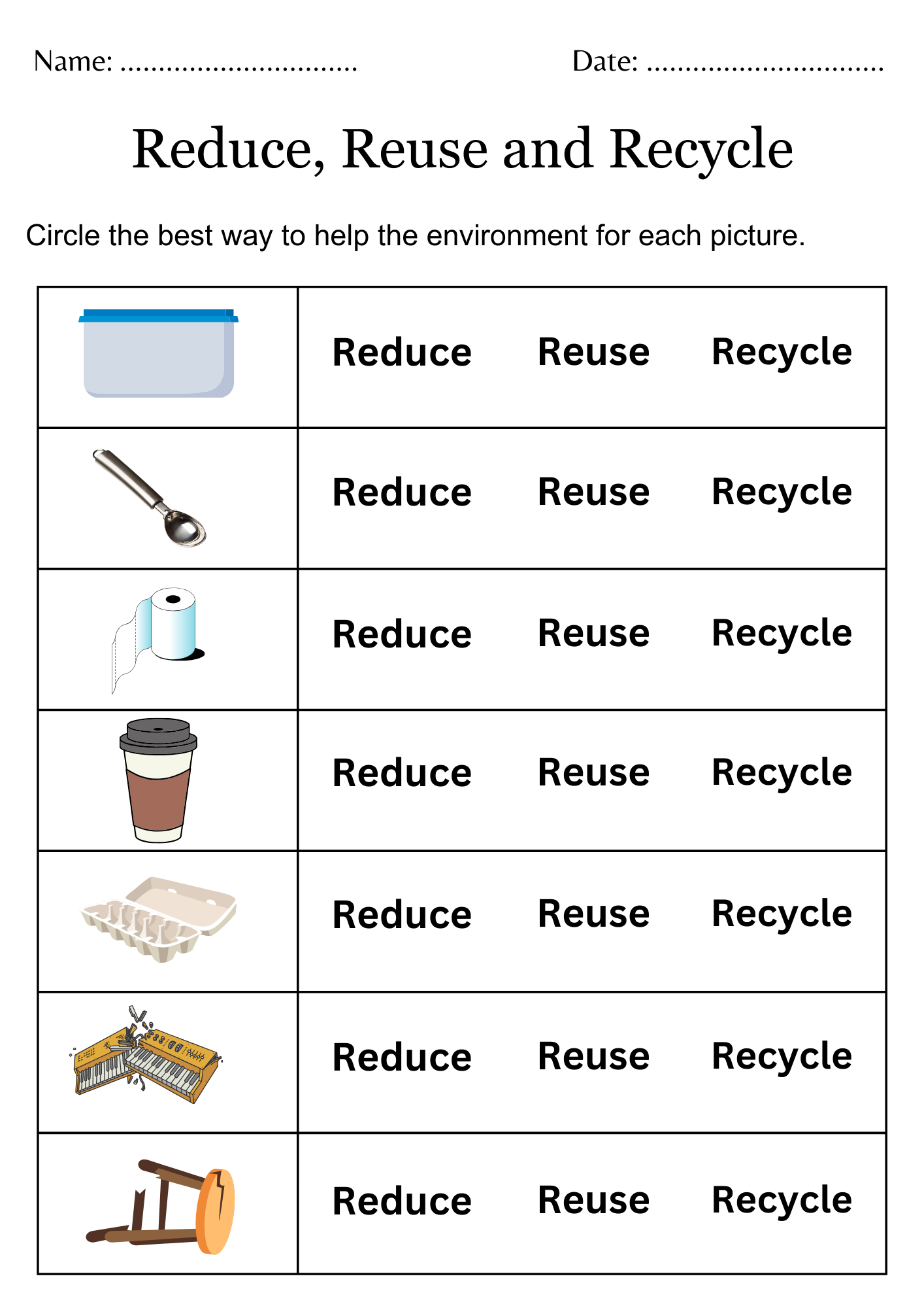 Recycling Worksheets Free Printables