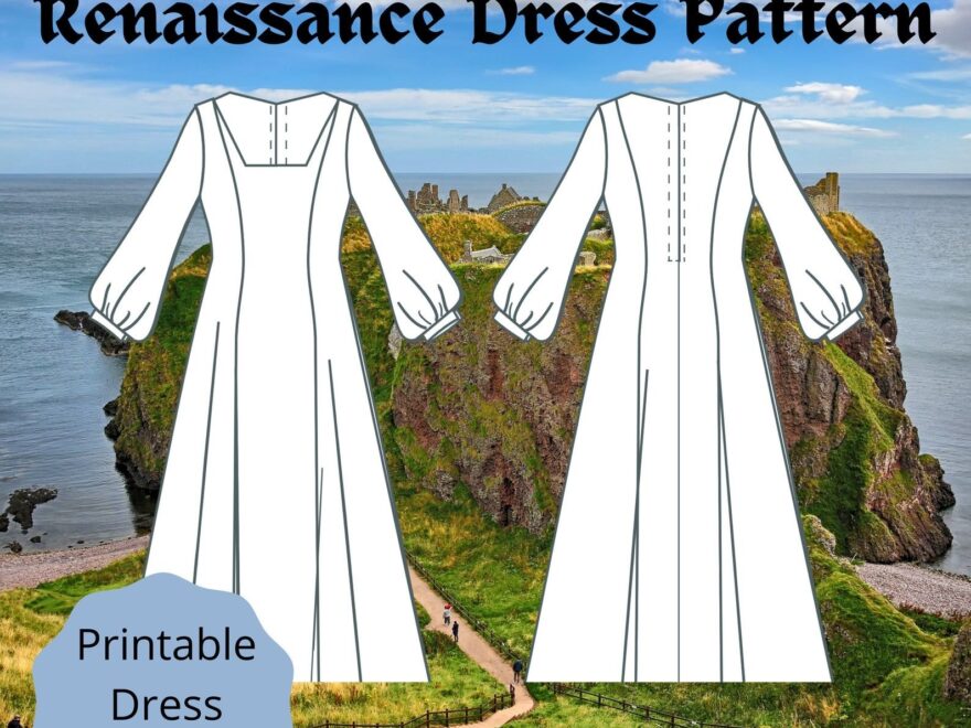 Printable Renaissance Dress Pattern Average Size Pdf And Dxf Etsy