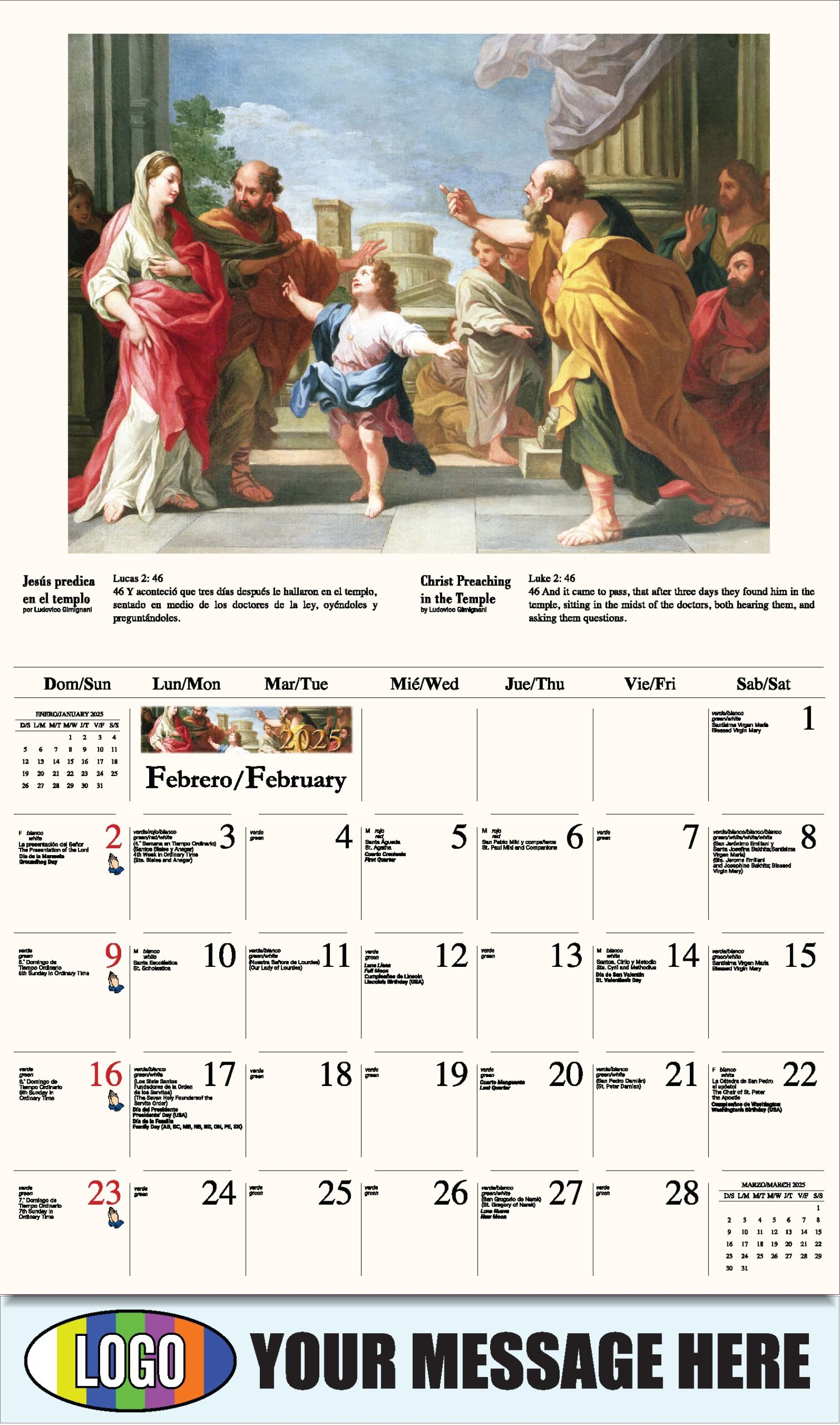 Printable Catholic Calendar 2025