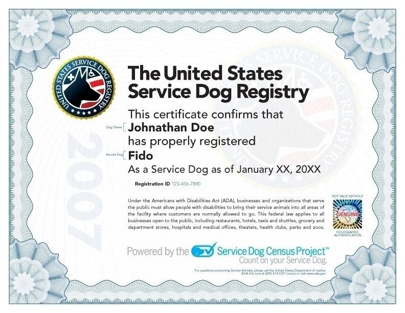 Printable Service Dog Papers