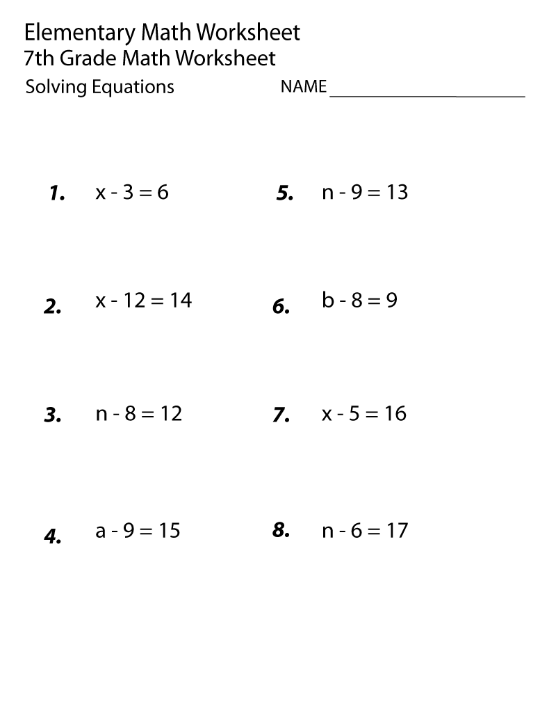 Printable Seventh Grade Math Worksheets Learning Printable