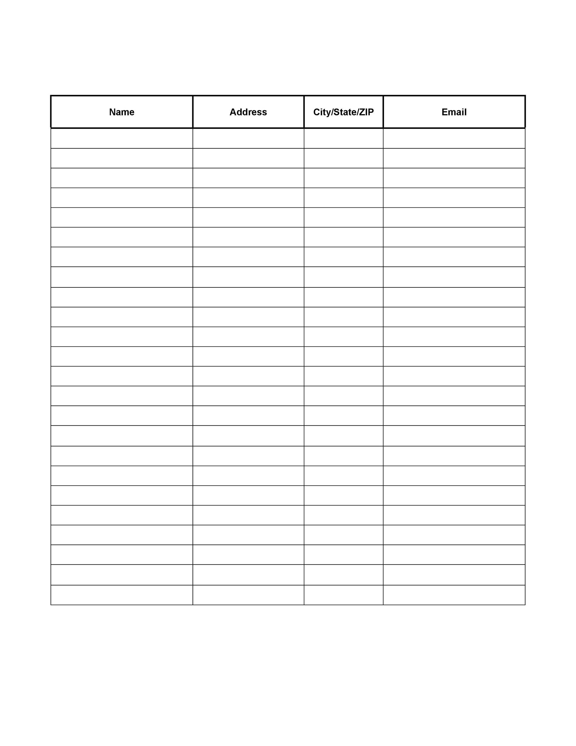 Printable Sign Up Sheet Free