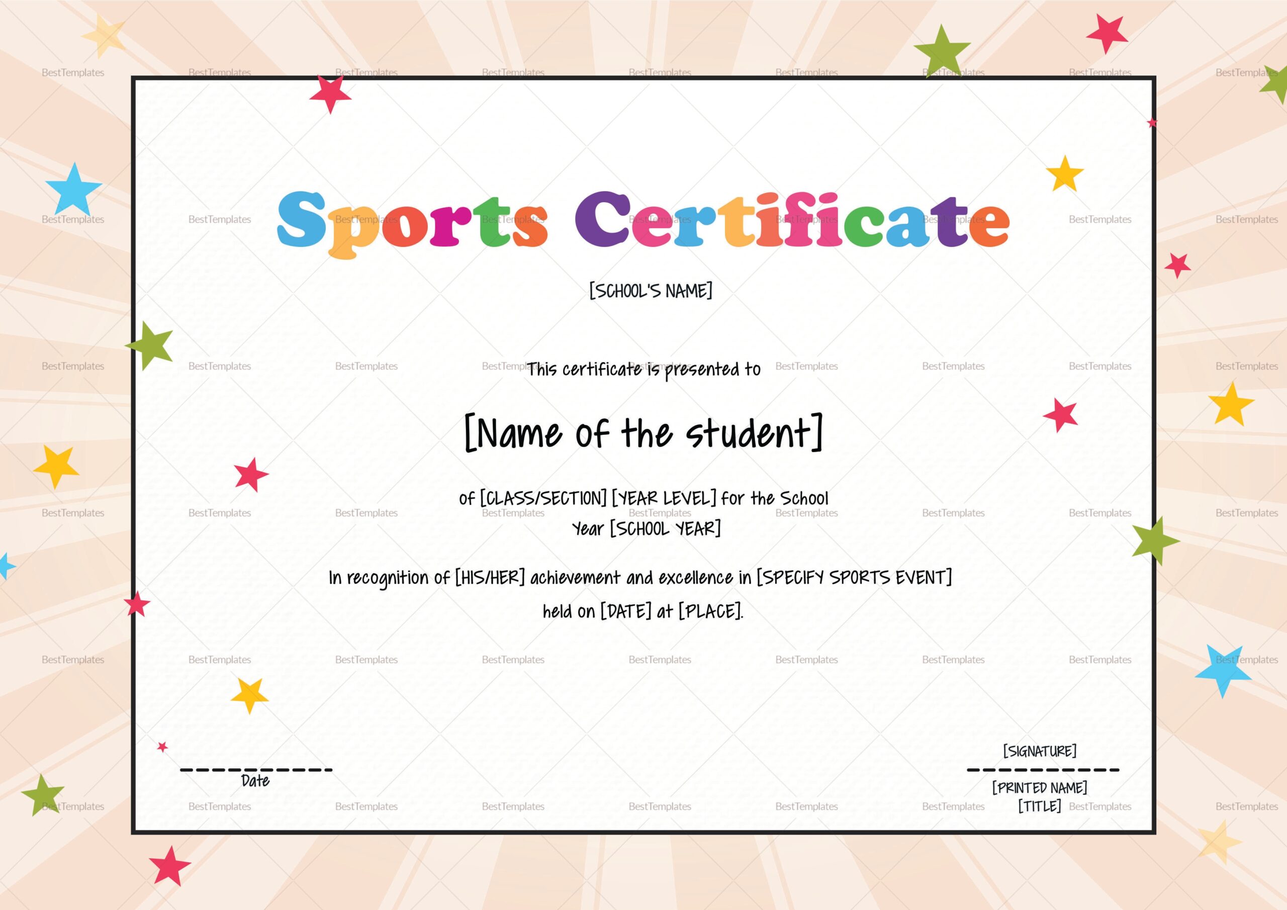 Sport Certificate Award Free Printable