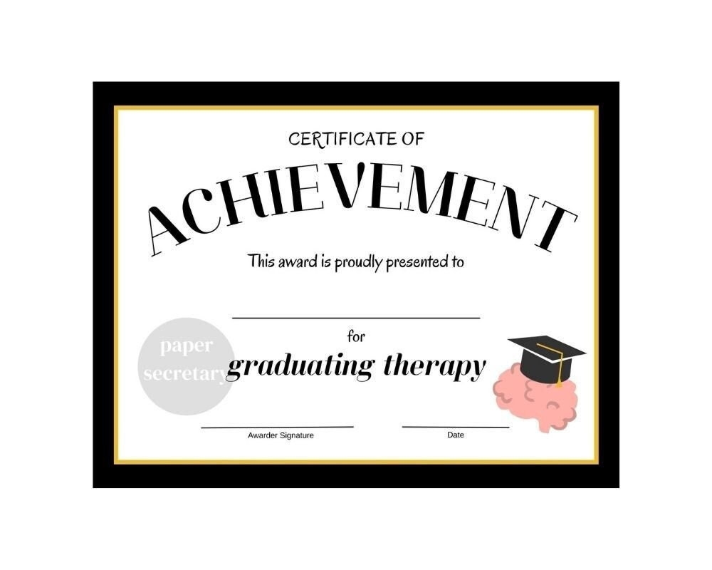 Printable Therapy Completion Certificate Template