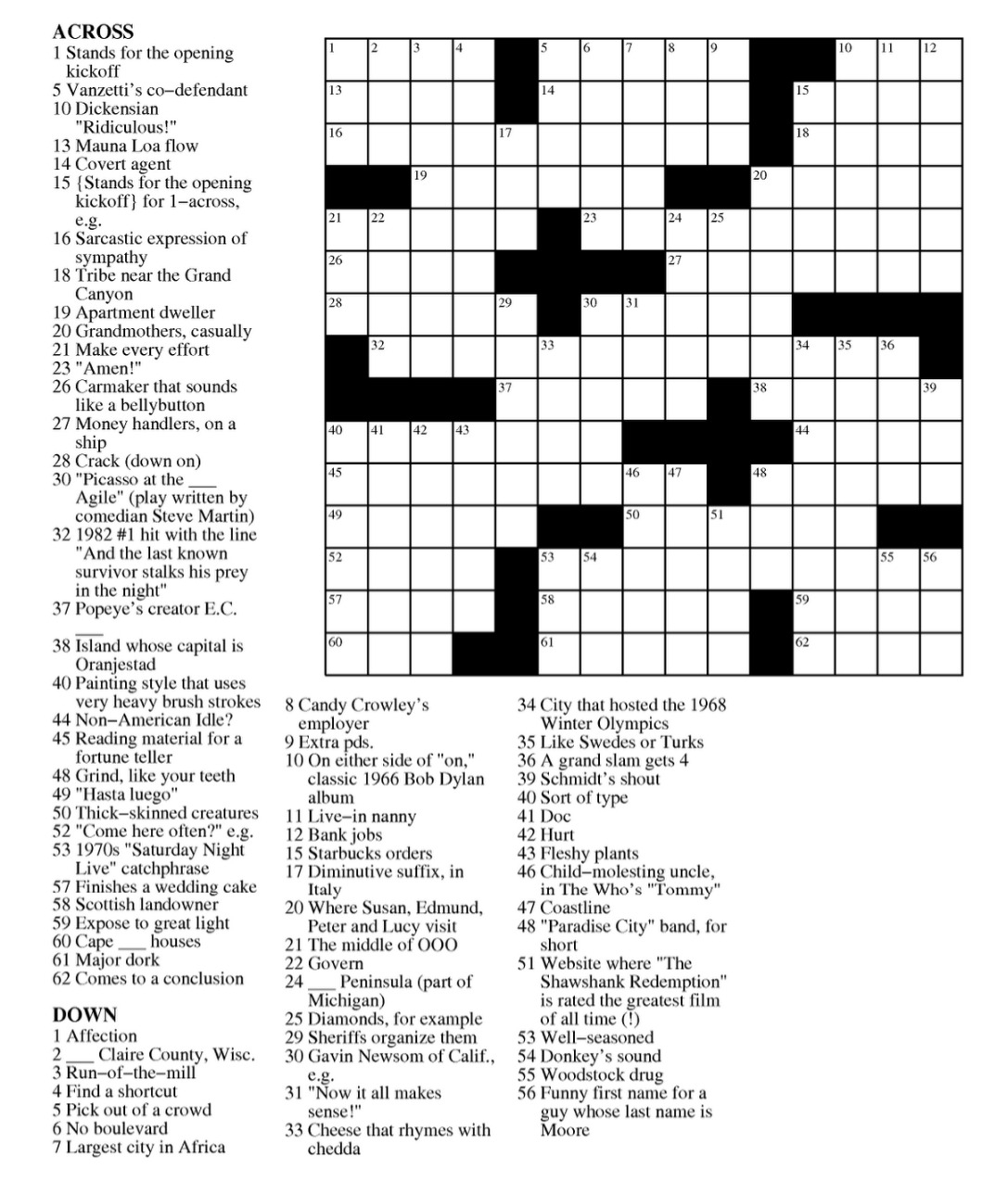 Thomas Joseph Crossword Printable
