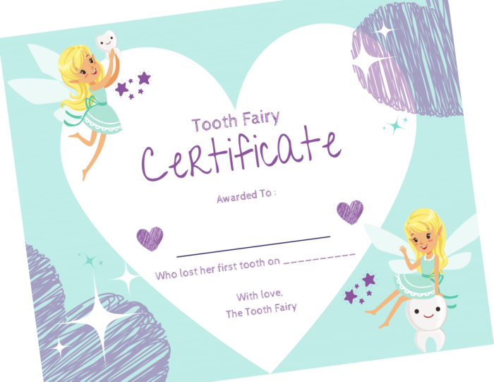 Printable Tooth Fairy Certificate For Boy Or Girl 