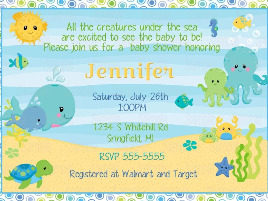 Printable Under The Sea Baby Shower Invitation Plus FREE Blank