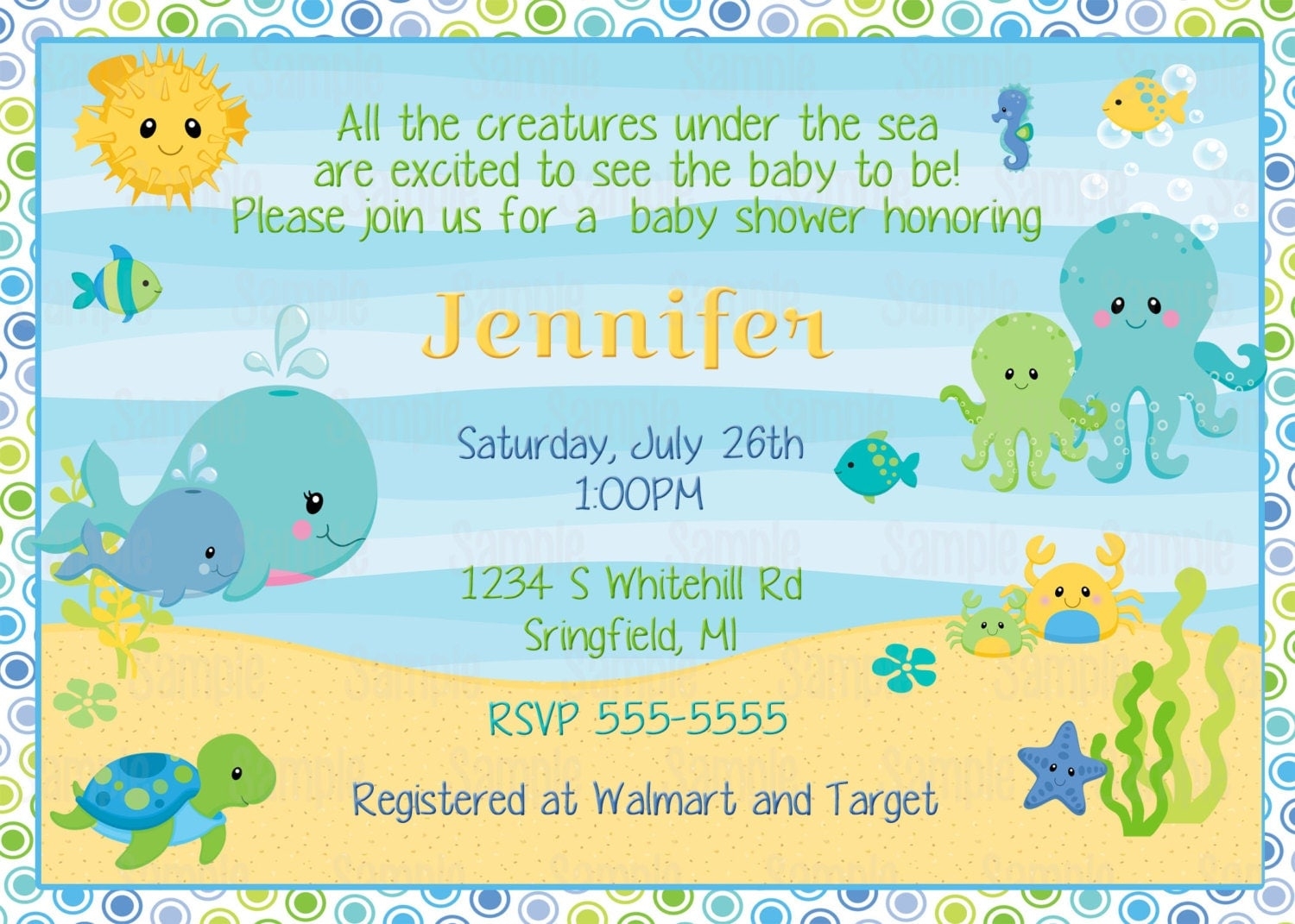 Printable Under The Sea Baby Shower Invitation Plus FREE Blank