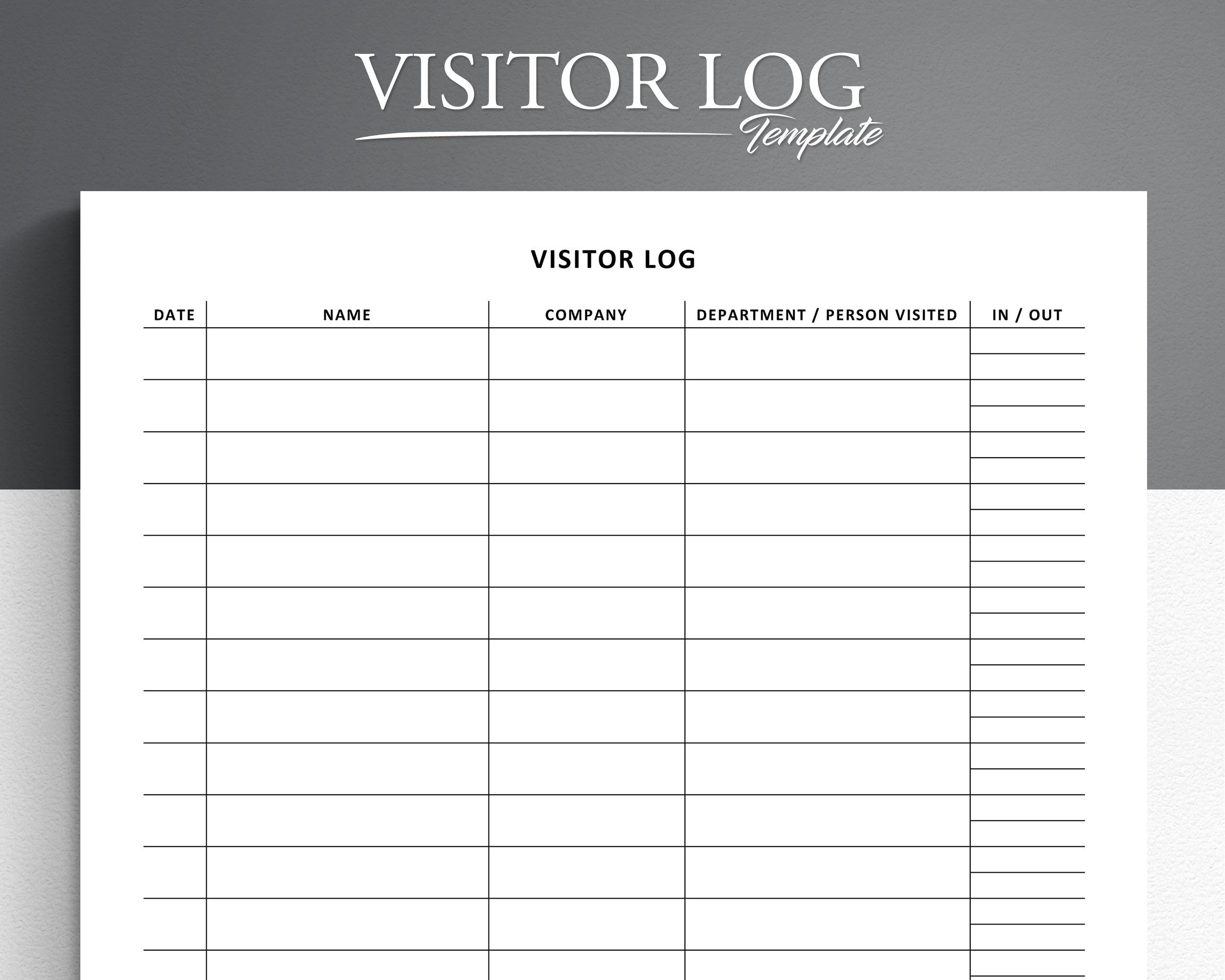 Printable Visitor Sign In Sheet Printable Free Templates