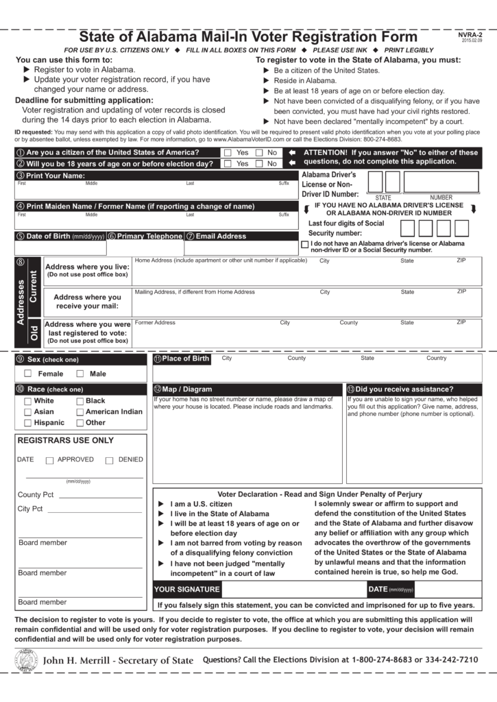 Printable Voter Registration Form New York