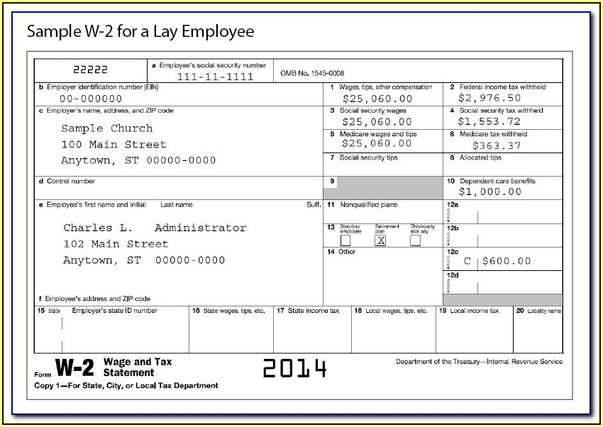 Printable W2 Form For New Employee