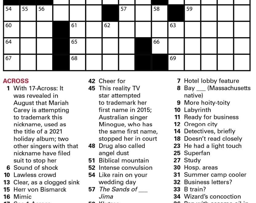 Printable Wall Street Journal Crossword Printable JD