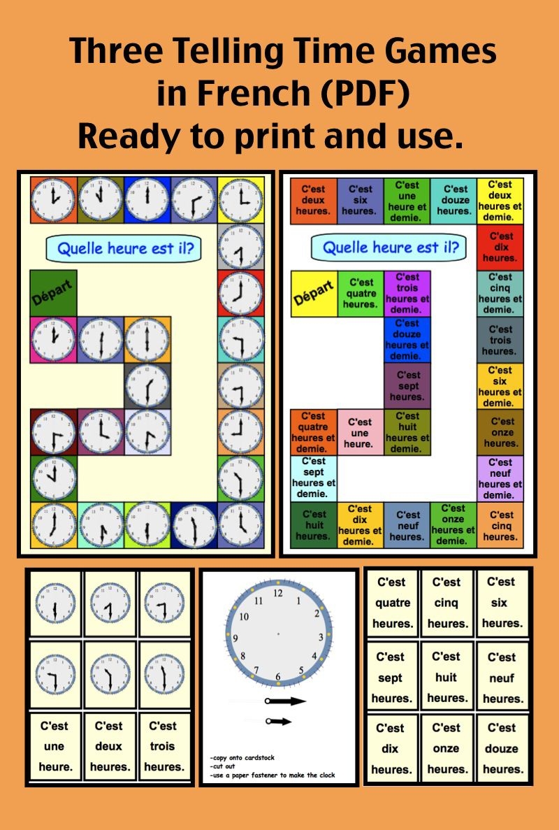 Printable Worksheet Telling Time French