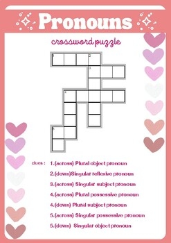 Pronoun Puzzle Crossword By Avary Am TPT