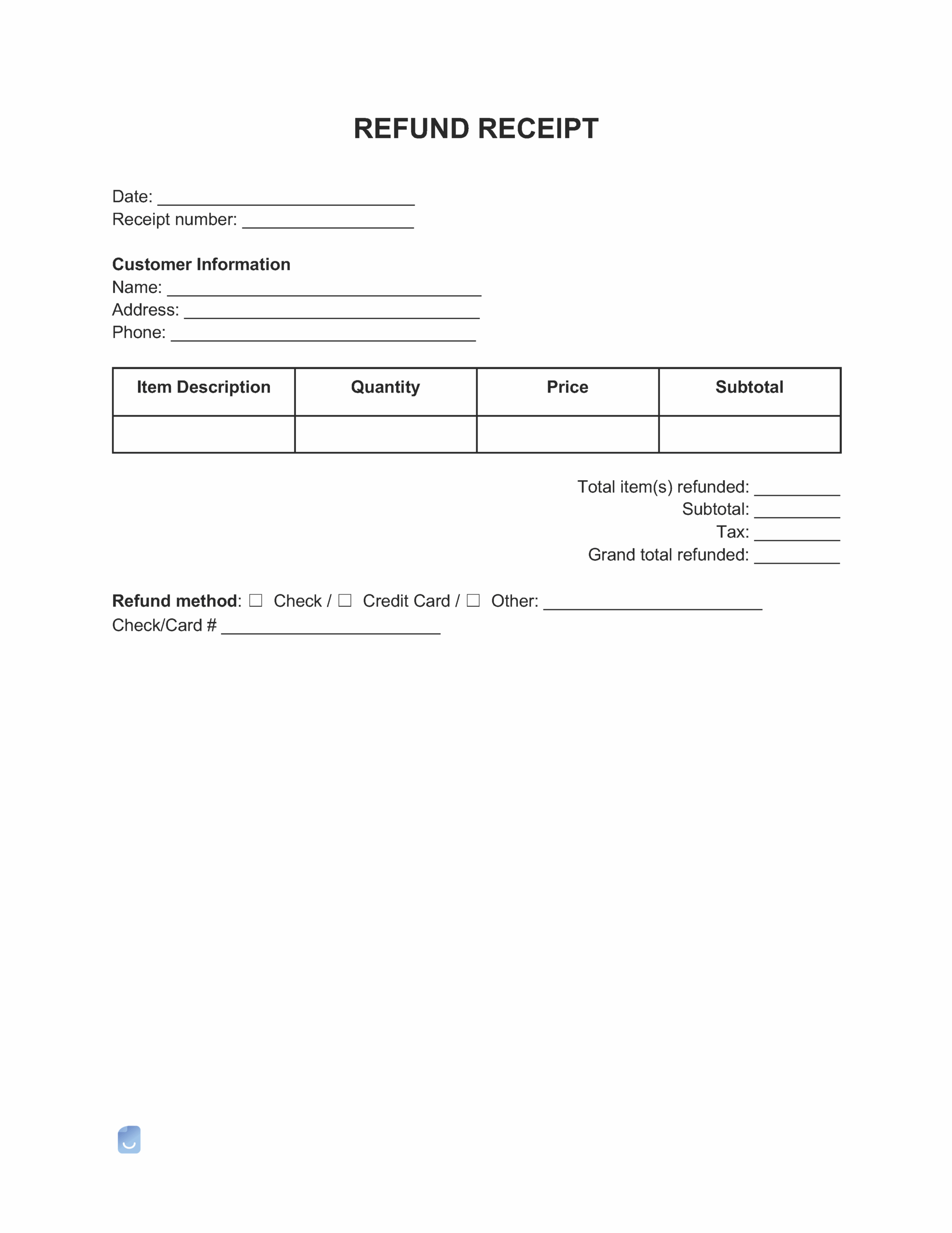 Refund Receipt Template Blank Printable Pdf Excel Wor Vrogue co