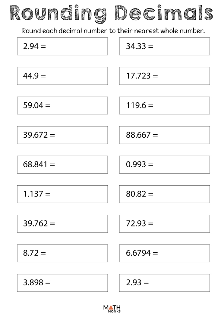 Free Printable Rounding Decimals Worksheets