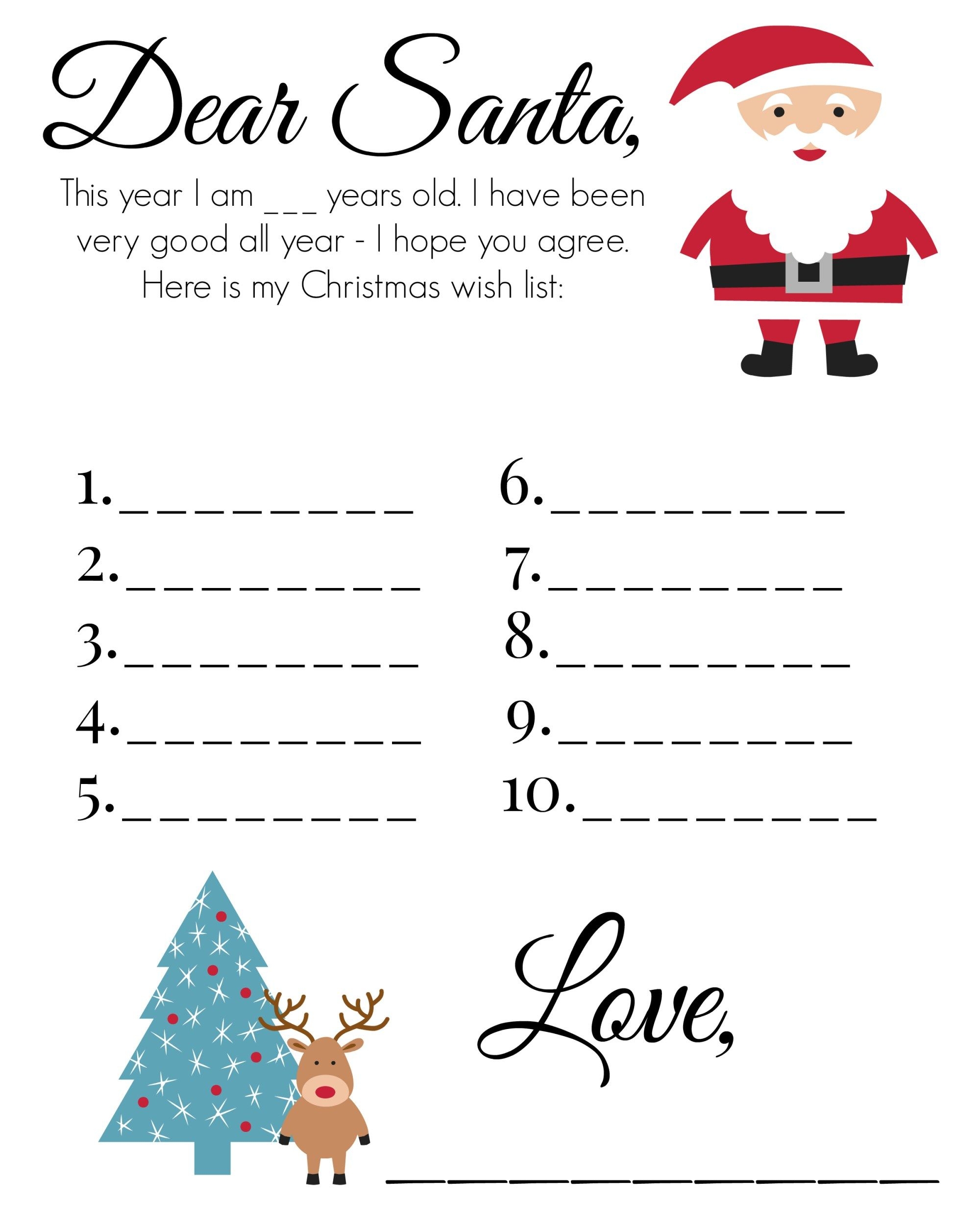 Free Printable Santa Wish List