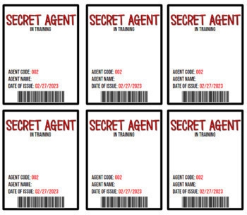 Secret Agent Badges EDITABLE 4 Versions PLUS FREEBIE Included 