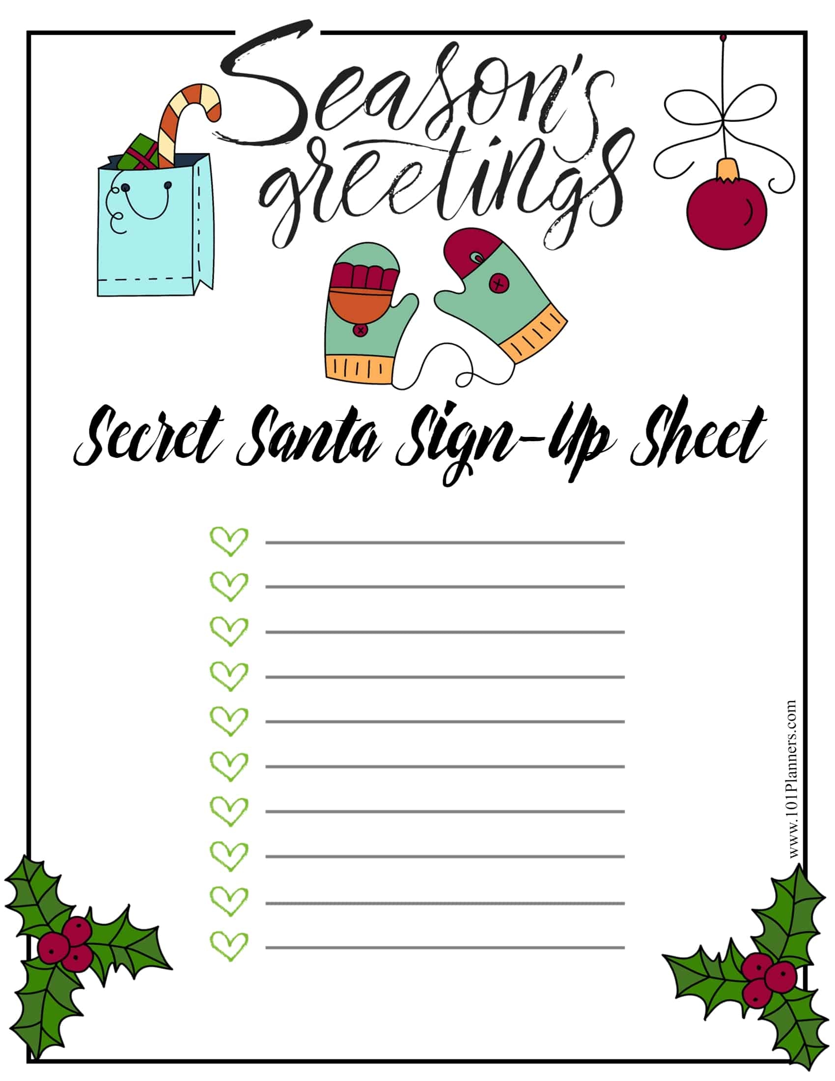 Secret Santa Template Free Printable