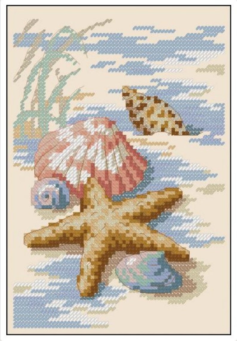 Shells In The Sand Cross Stitch Pattern Instant PDF Etsy Italia
