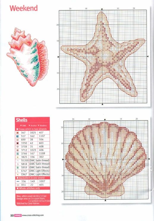 Shells Part 1 Free Cross Stitch Patterns Progetti Punto Croce Kit 