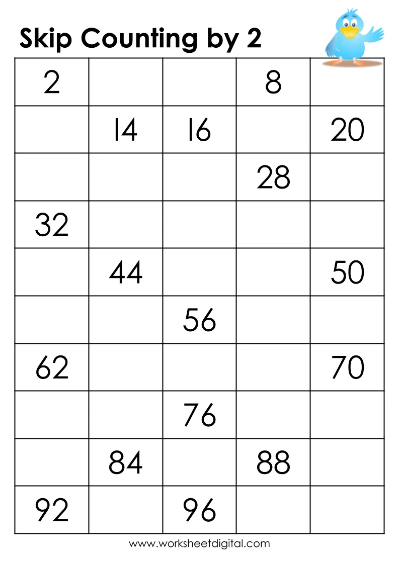 Free Printable Skip Counting By 2 Worksheets