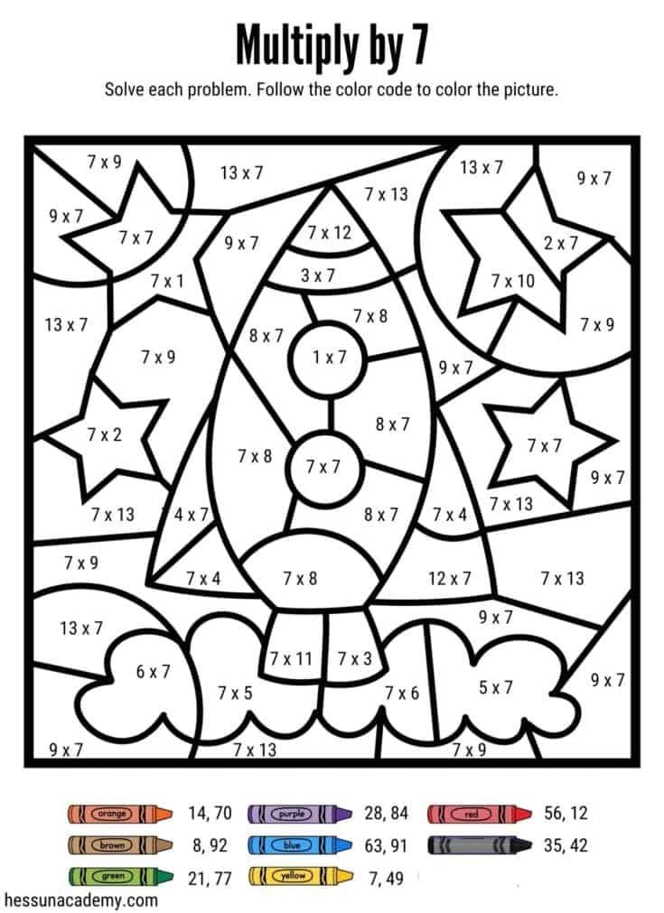 Free Printable Multiplication Math Worksheets Space