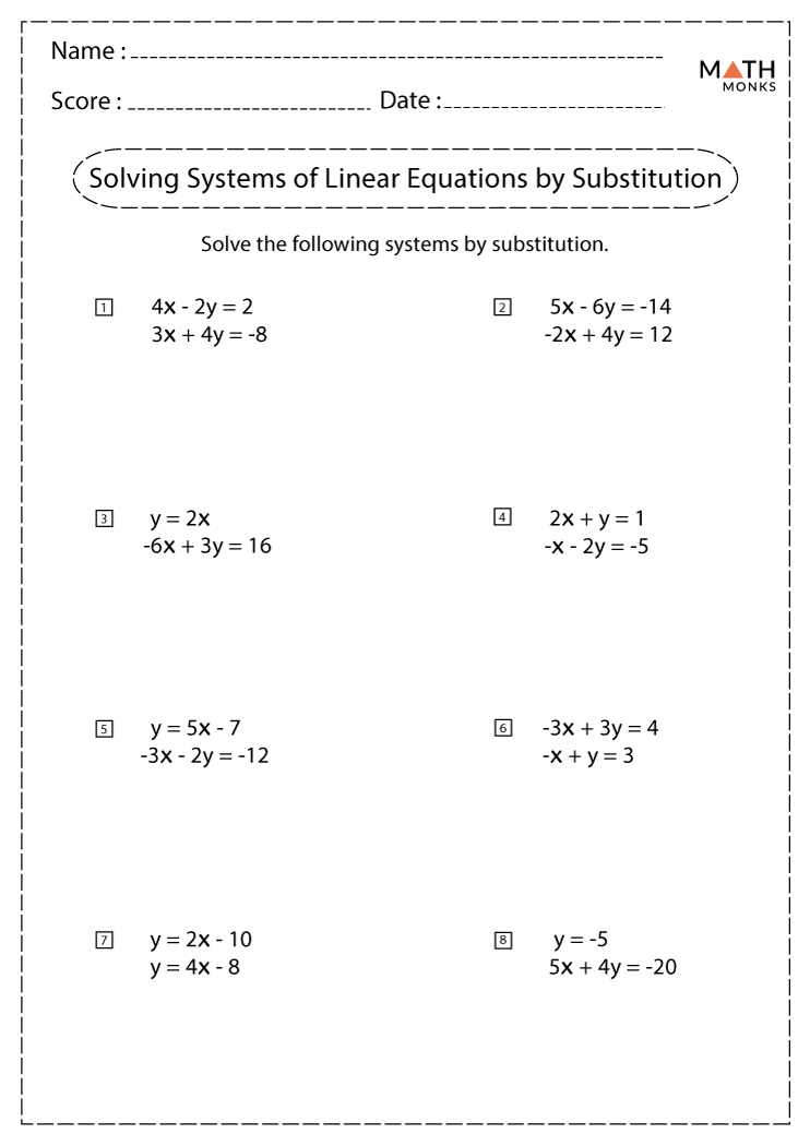 Substitution Method Worksheet With Answers Pdf Free Worksheets Printable