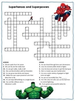 Free Printable Girl Superhero Crosswords