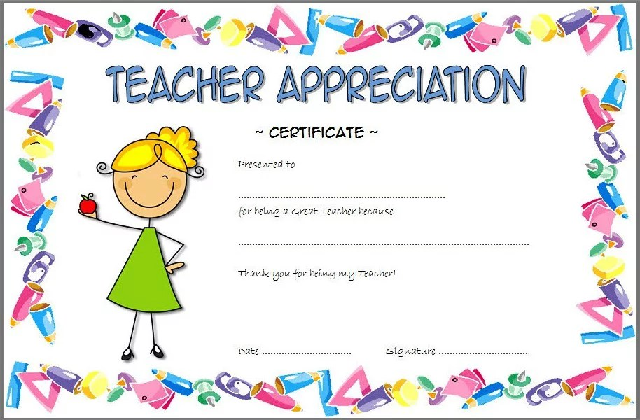 Printable Gift Certificate For Principal For Teacher Appreciation