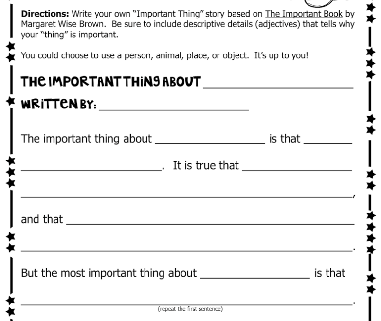 The Important Book Template Printable Printable Templates