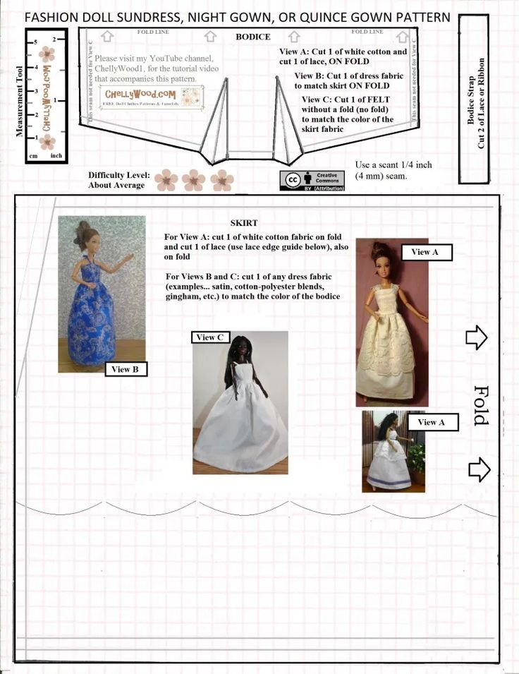 The Pattern For A Doll Dress Is Shown