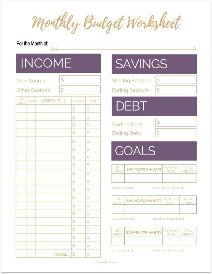 The Ultimate Free Library Of College Printables Budgeting Worksheets 