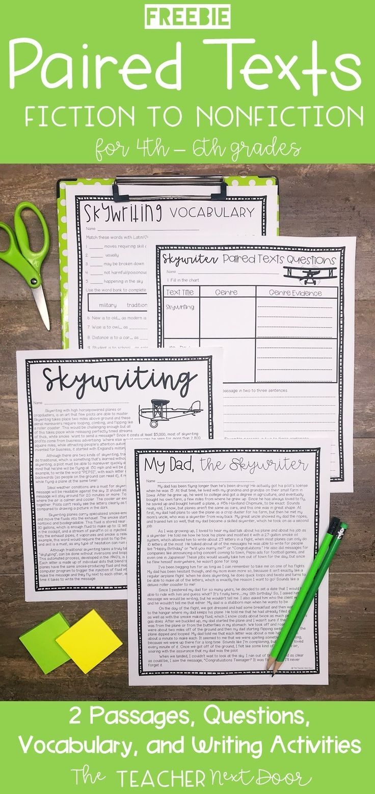 This FREE Paired Texts Targets Reading Comprehension Using One Fiction 