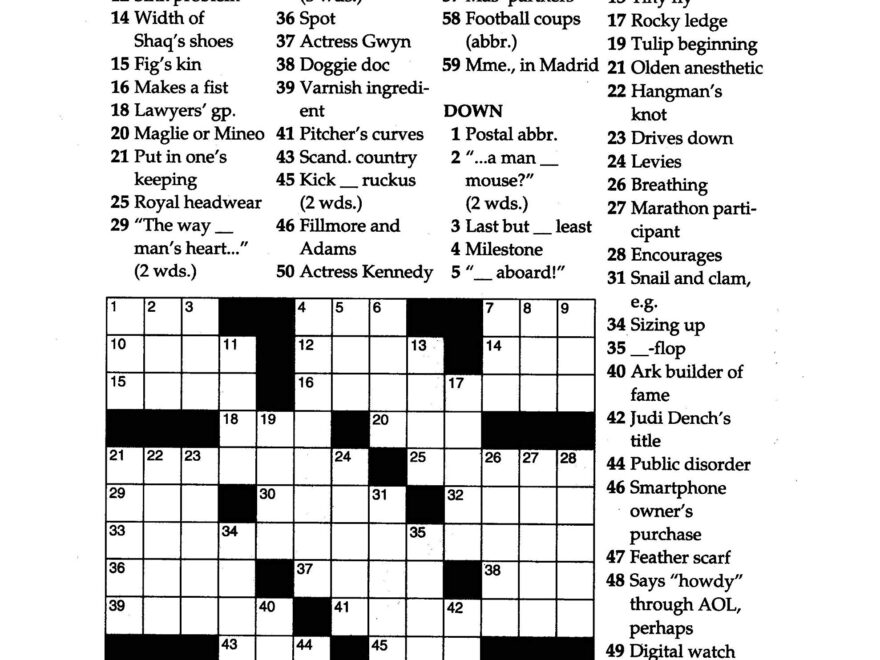 Thomas Joseph Crossword Printable Version Printable Printable