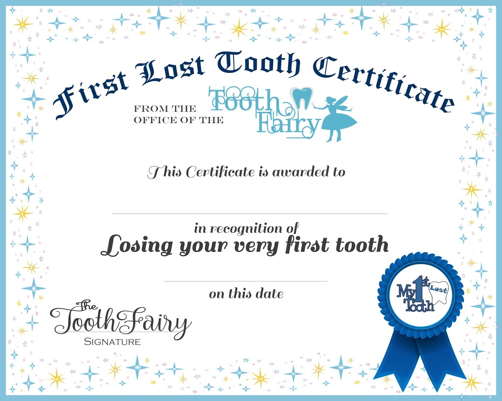 Tooth Fairy Certificate Printable Printable Templates
