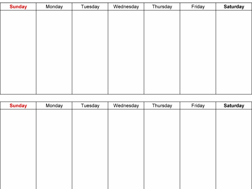 Two Week Printable Calendar