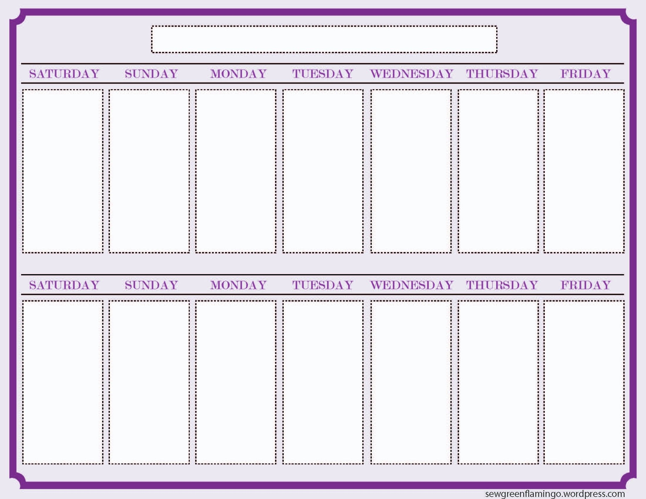 Two Week Printable Calendar