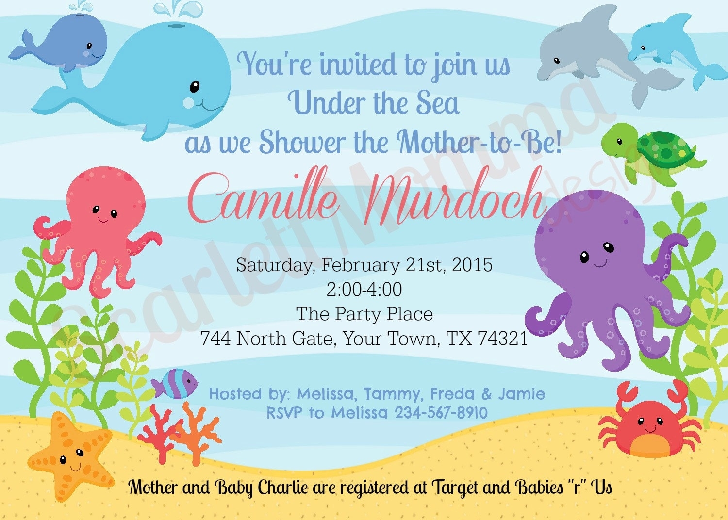 Free Printable Under The Sea Baby Shower Invitations