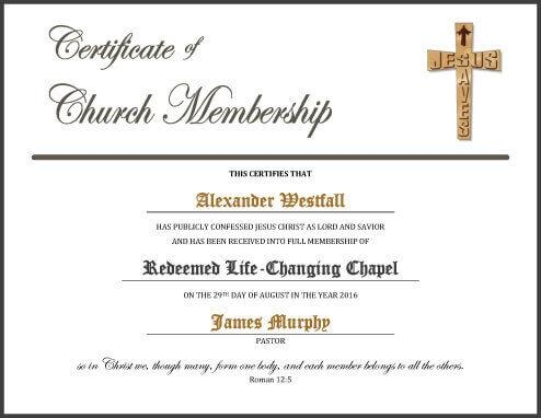 United Methodist Church Membership Certificates